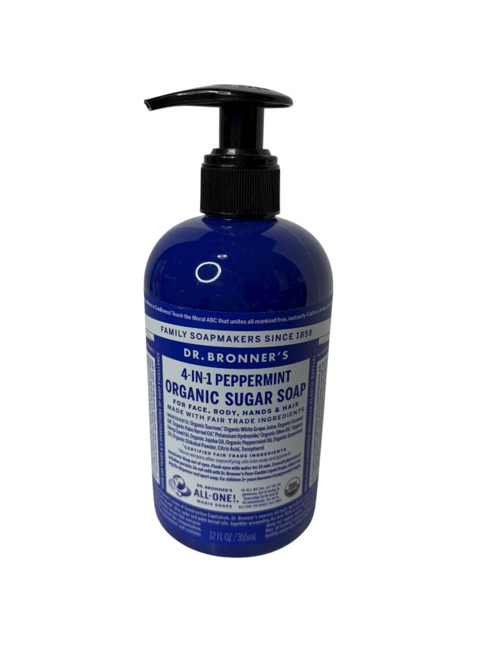 Dr. Bronner's Organic Sugar Soap (Peppermint, 12 Ounce) All Organic